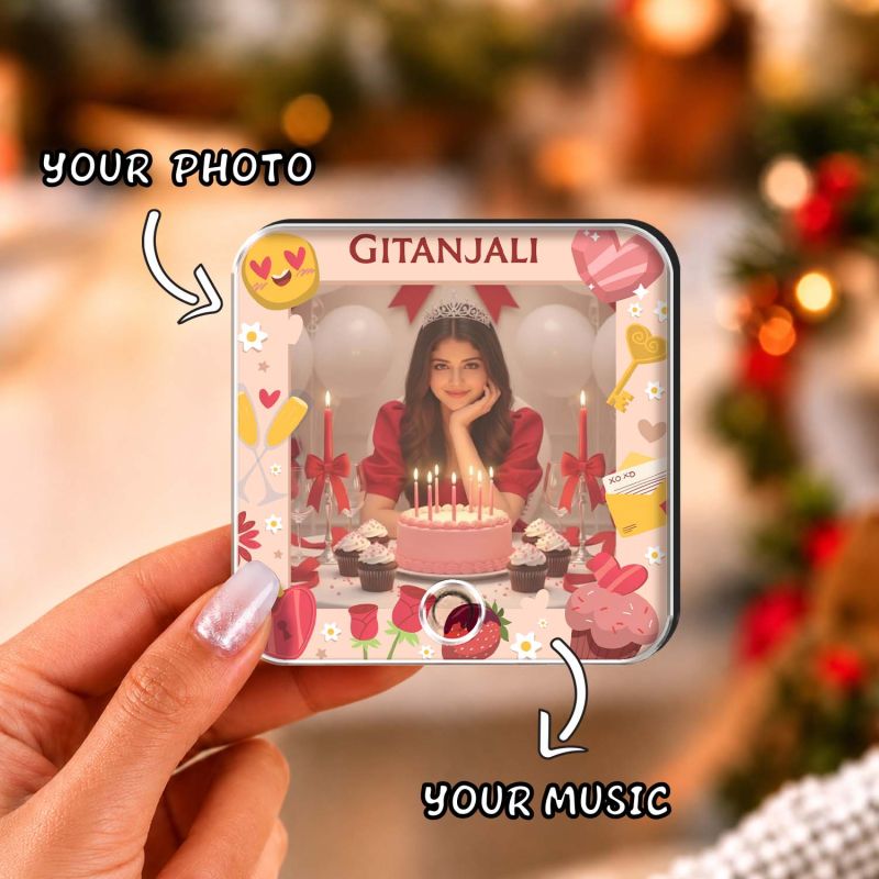 Birthday Gift for Sister & Bestie Customized Musical Fridge Audio Message Gift  Rechargeable Sound Magnet Photo Frame Magnet for Refrigerator